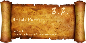 Brich Porfir névjegykártya